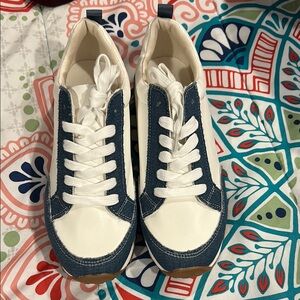 White and Blue Casual Sneakers